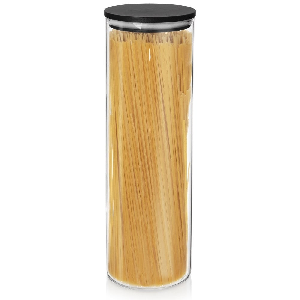 Glass jar with bamboo lid for spaghetti and dry goods