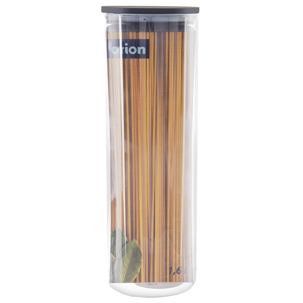 Glass jar with bamboo lid for spaghetti and dry goods