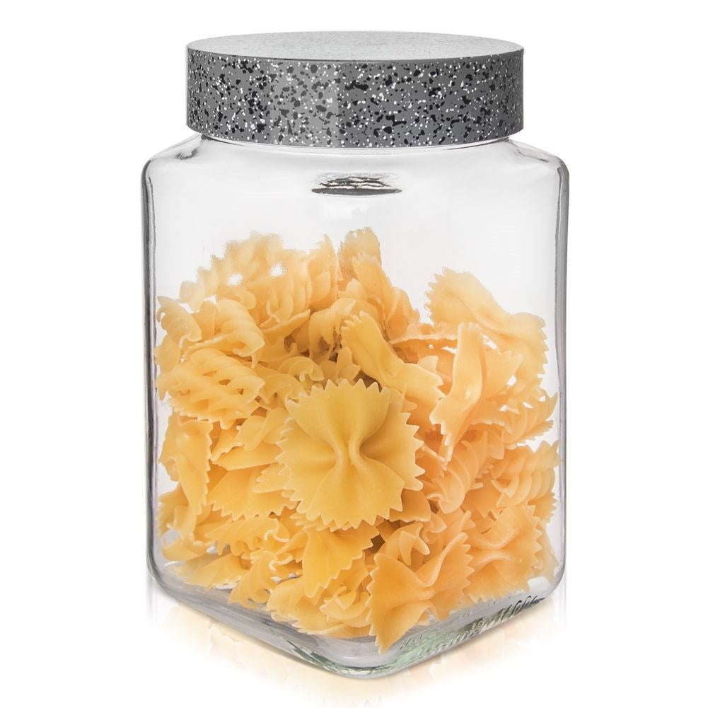 Glass jar with granite lid for food storage