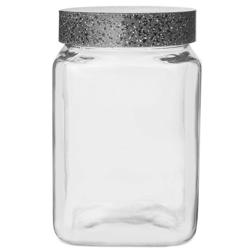 Glass jar with granite lid for food storage