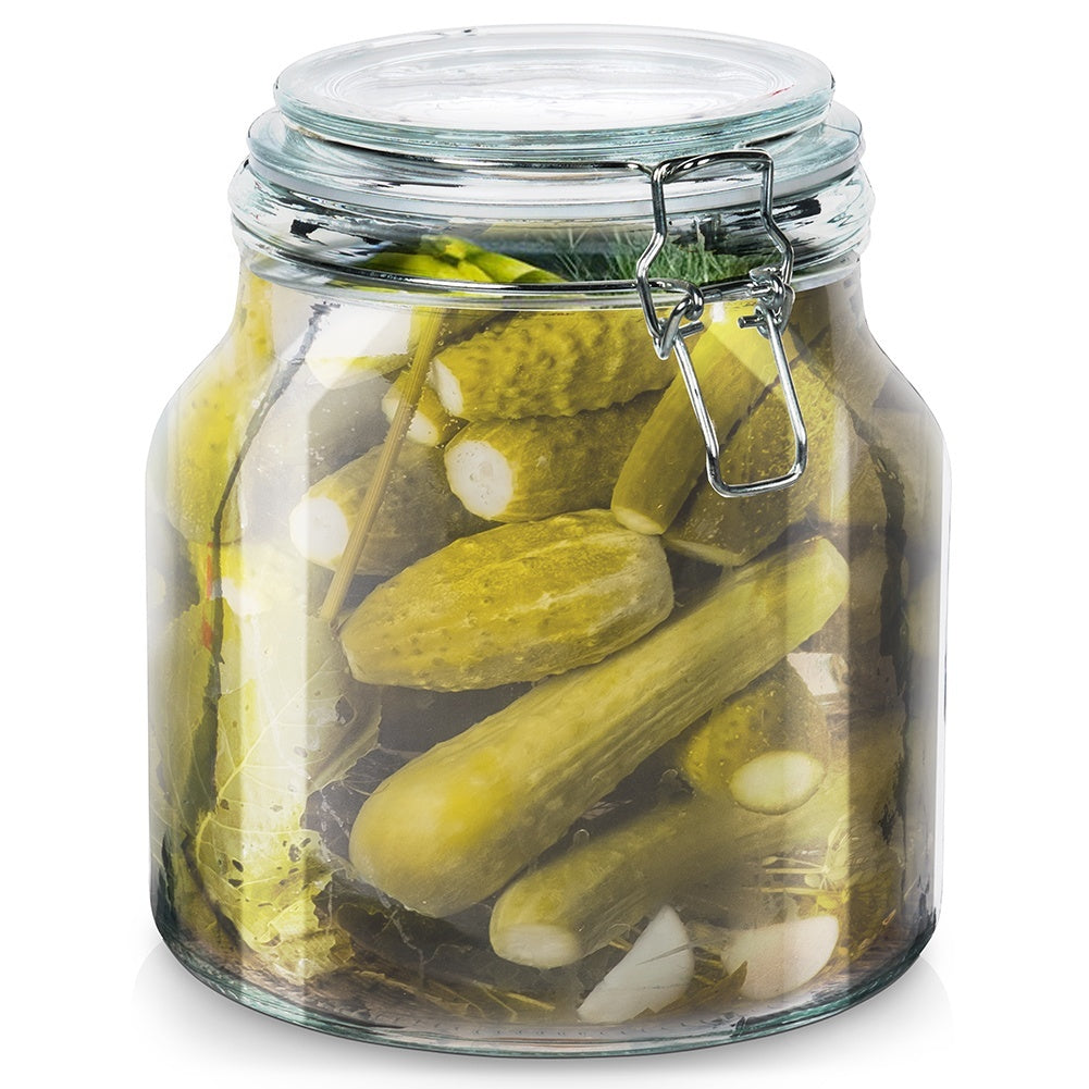 Glass jar with heart pattern and airtight patent closure