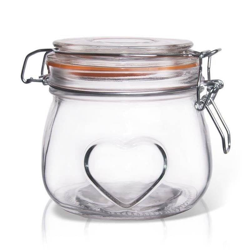 Glass jar with tight patent seal and rubber seal