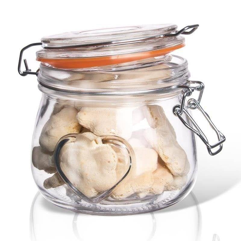 Glass jar with tight patent seal and rubber seal