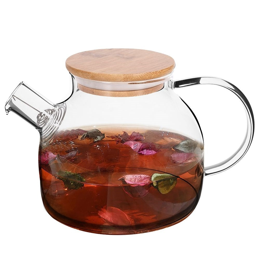 Glass jug with Sieve & Bamboo lid in Borosilicate glass