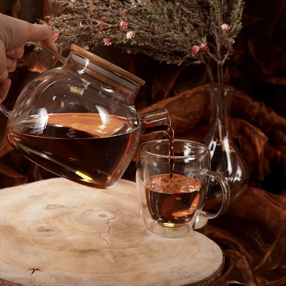 Glass jug with Sieve & Bamboo lid in Borosilicate glass