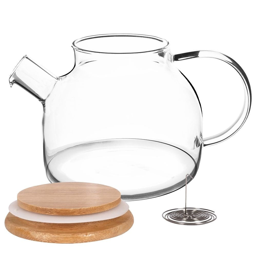 Glass jug with Sieve & Bamboo lid in Borosilicate glass