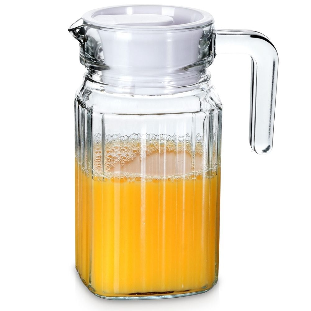 Glass jug with lid for drinks - water, juice, iced tea