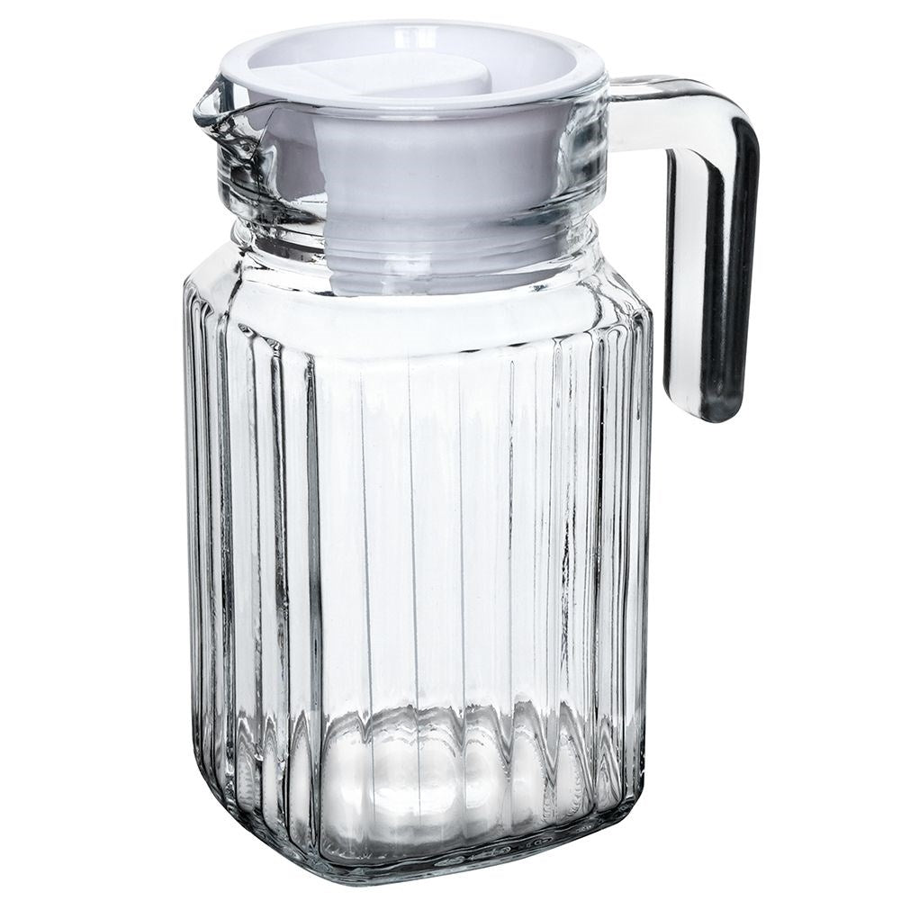 Glass jug with lid for drinks - water, juice, iced tea