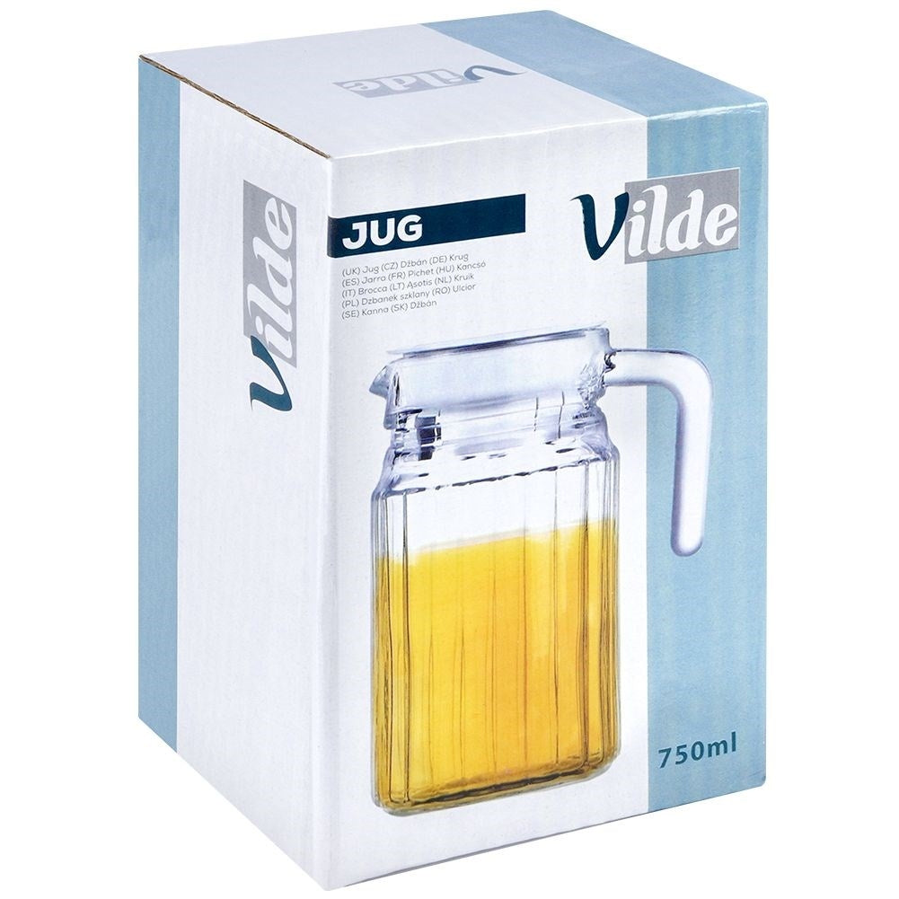 Glass jug with lid for drinks - water, juice, iced tea