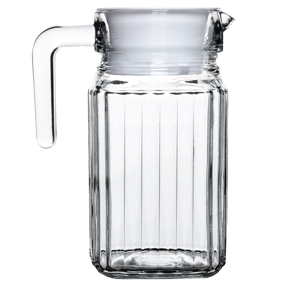 Glass jug with lid for drinks - water, juice, iced tea