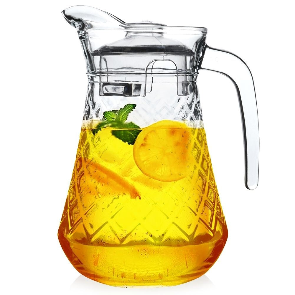 Glass jug with lid for drinks: water, juice, iced tea & more