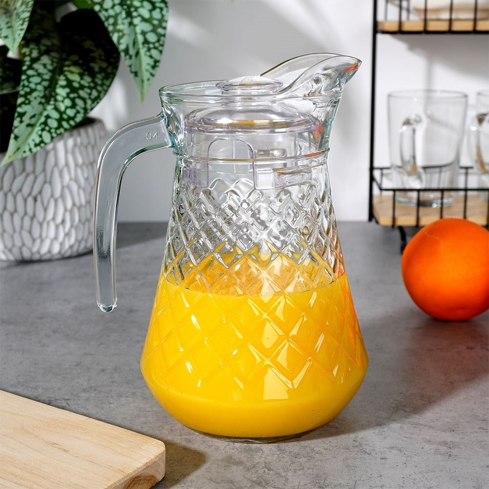 Glass jug with lid for drinks: water, juice, iced tea & more