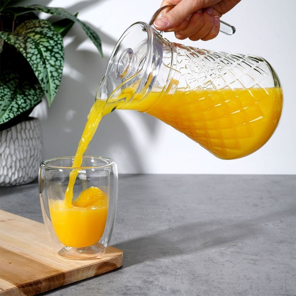 Glass jug with lid for drinks: water, juice, iced tea & more
