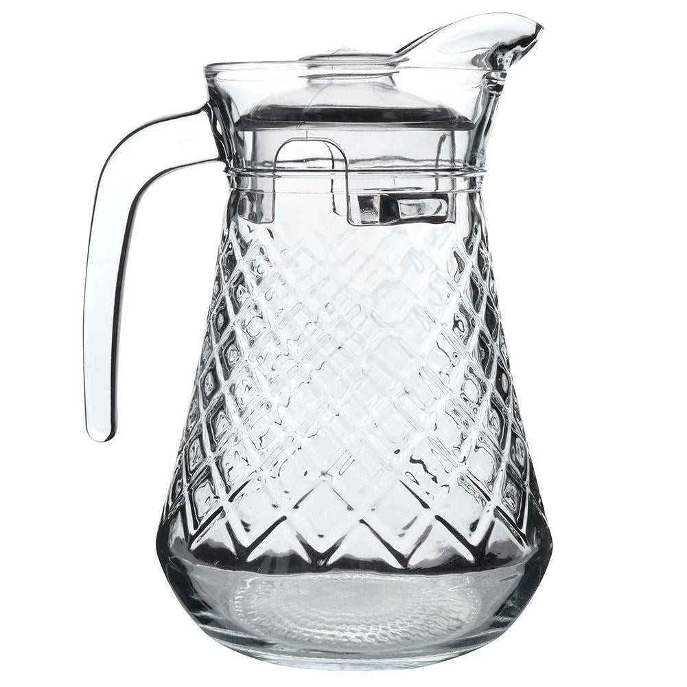 Glass jug with lid for drinks: water, juice, iced tea & more