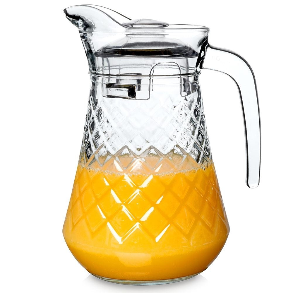 Glass jug with lid for drinks: water, juice, iced tea & more