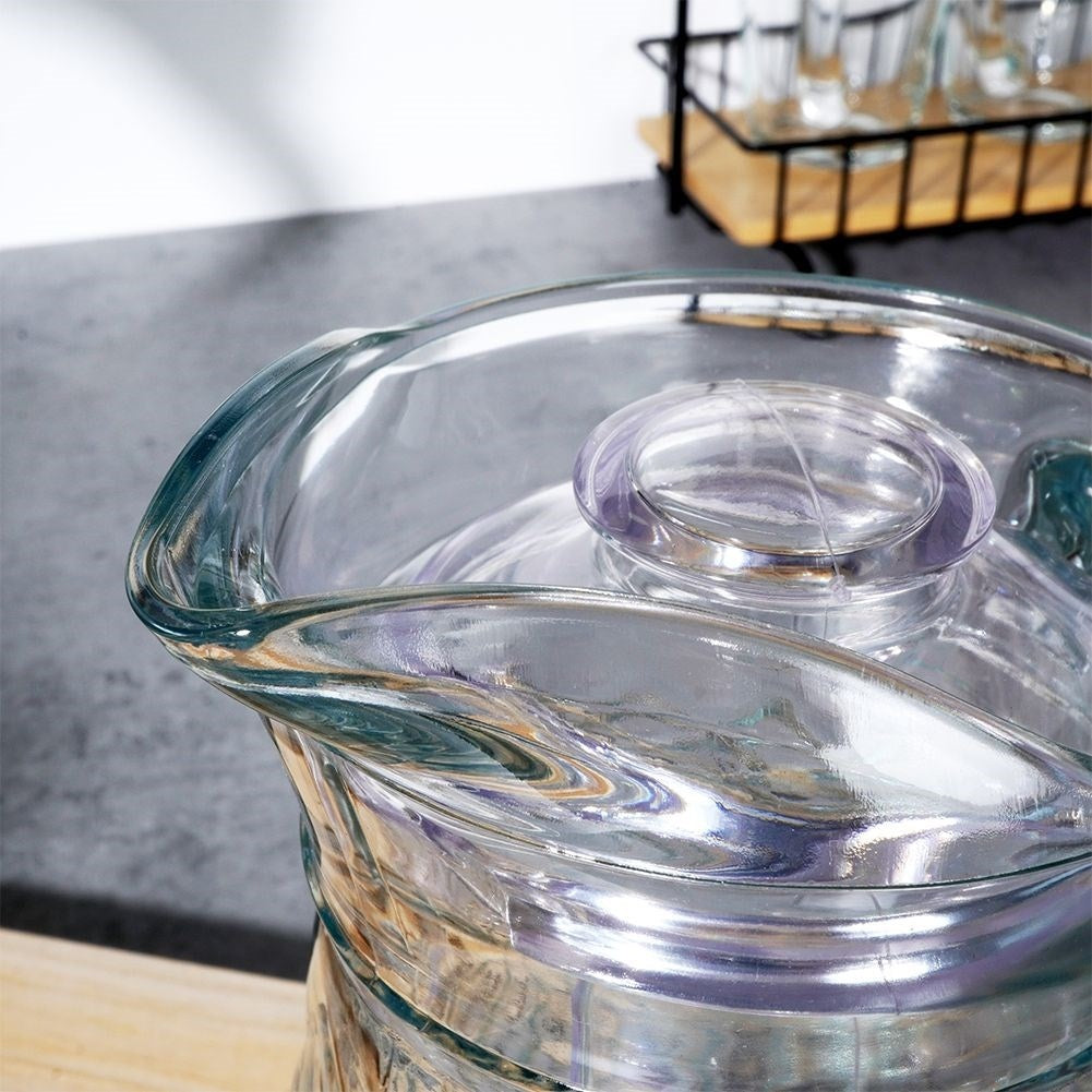 Glass jug with lid for drinks: water, juice, iced tea & more