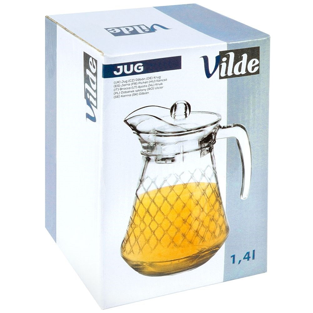 Glass jug with lid for drinks: water, juice, iced tea & more