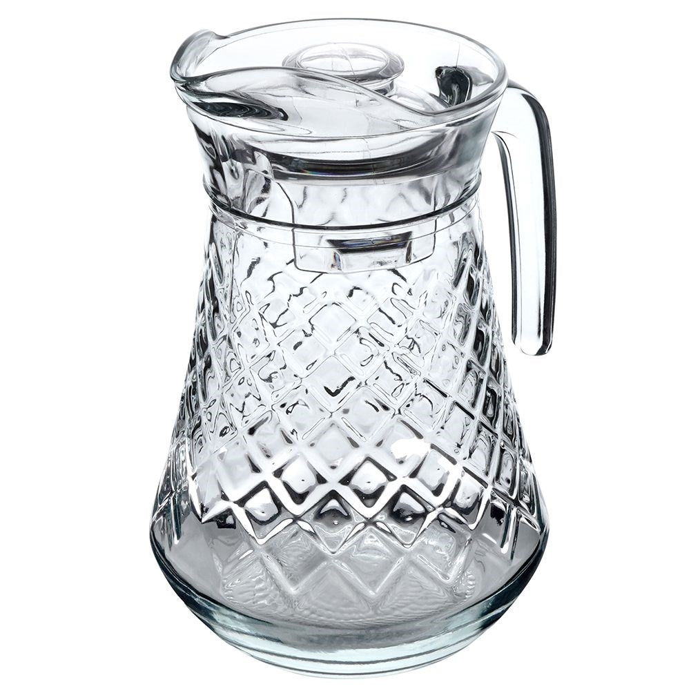 Glass jug with lid for drinks: water, juice, iced tea & more