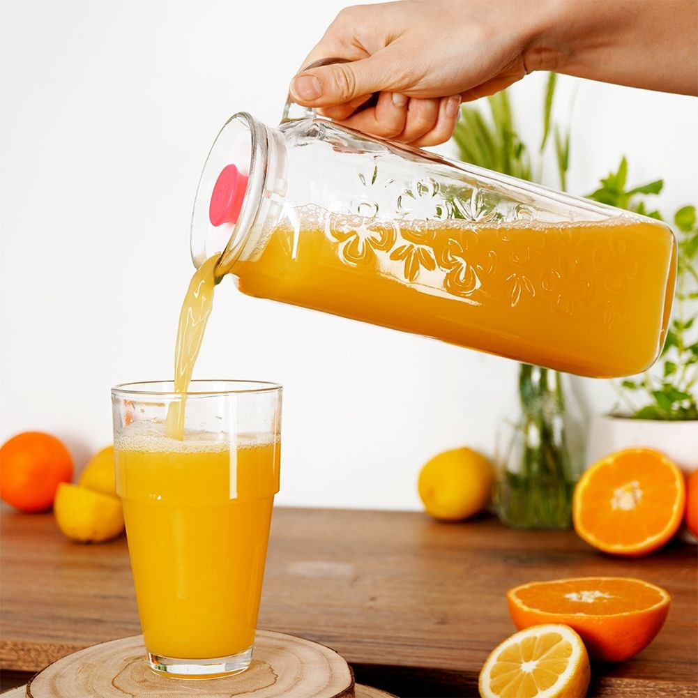 Glass jug with lid for refrigerator door 1.2 l