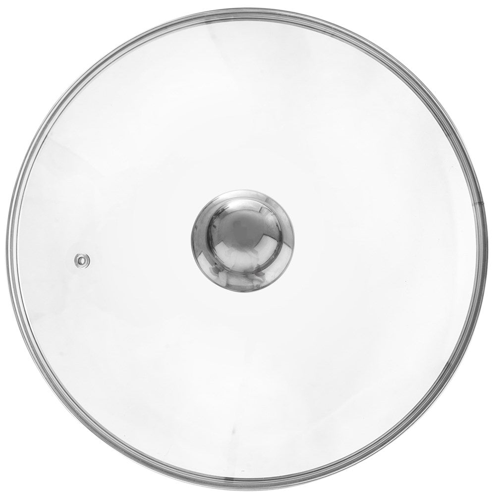 Glass lid for oven with steel frame and steam valve