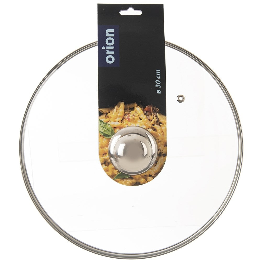 Glass lid for oven with steel frame and steam valve