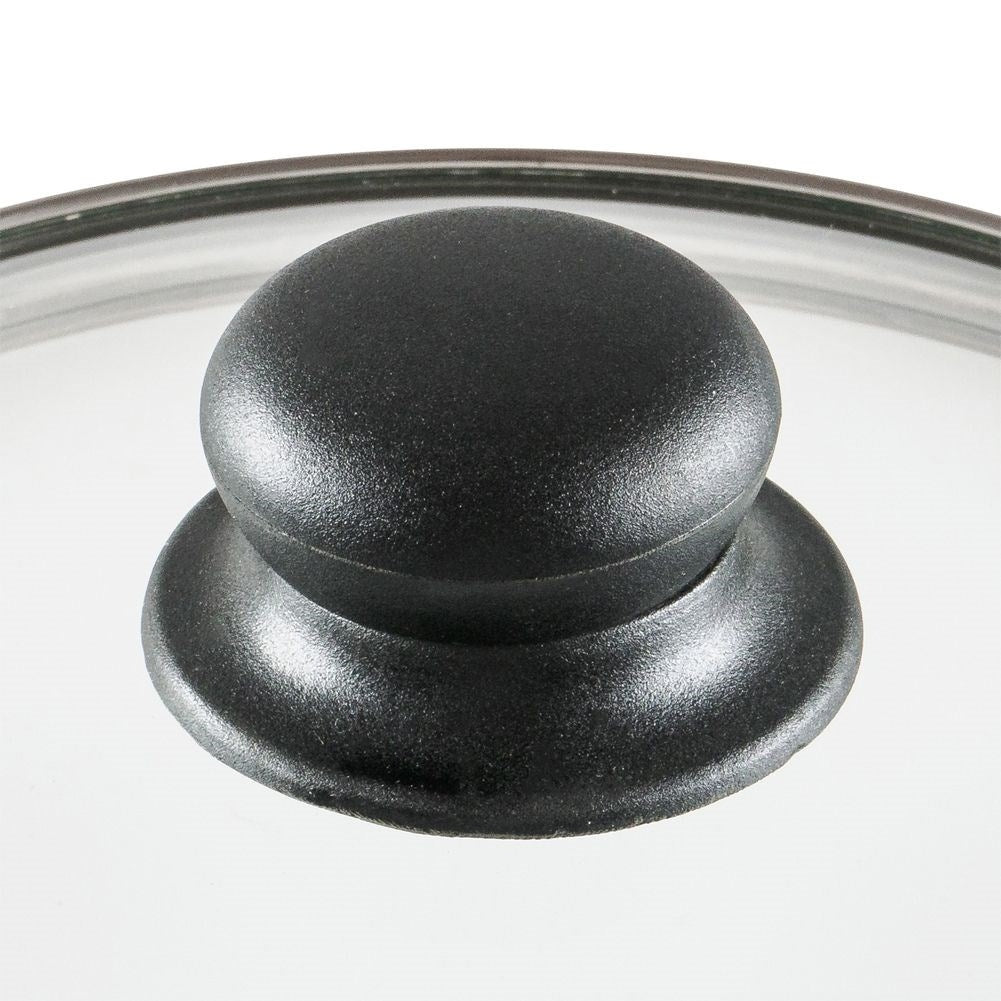 Glass lid with stainless edge and steam valve
