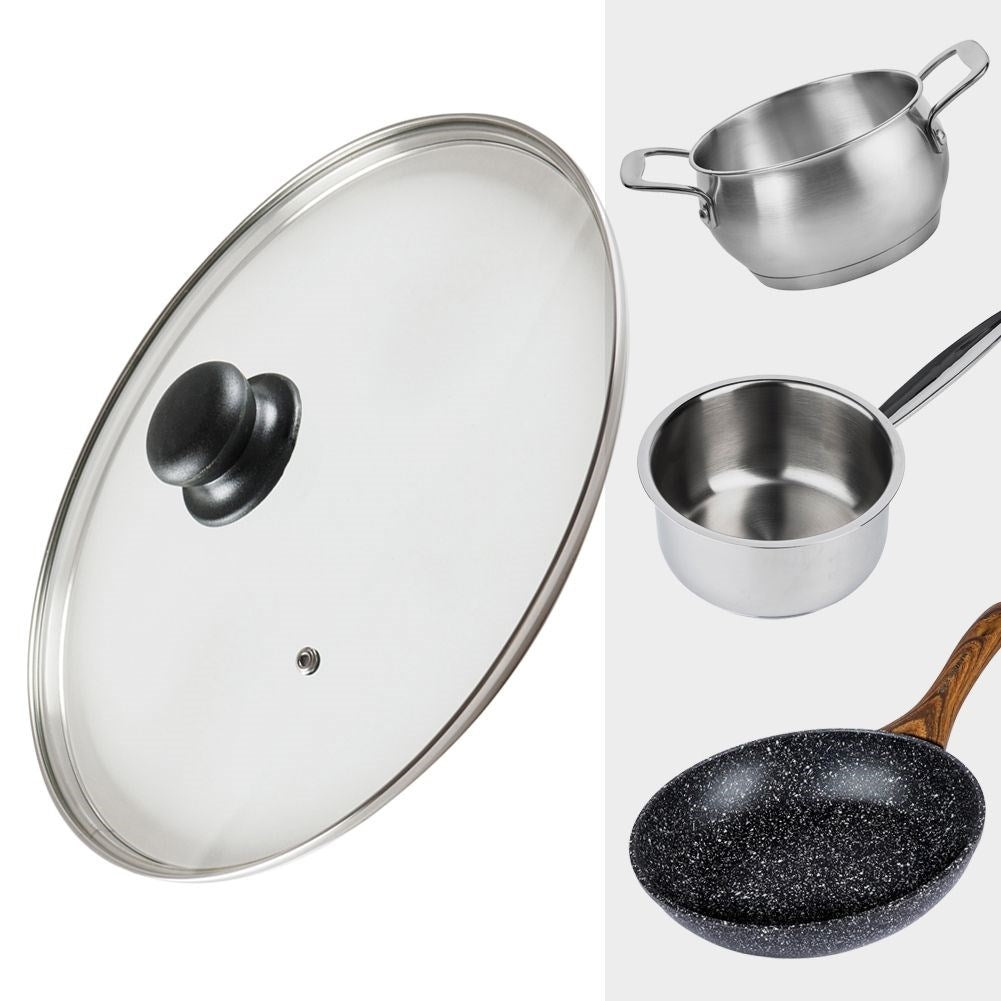 Glass lid with stainless edge and steam valve