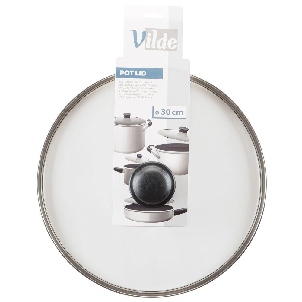 Glass lid with stainless edge and steam valve