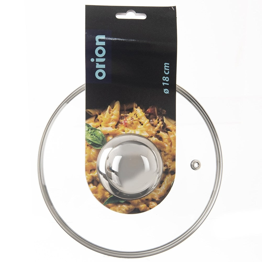 Glass lid with stainless steel rim and steam valve