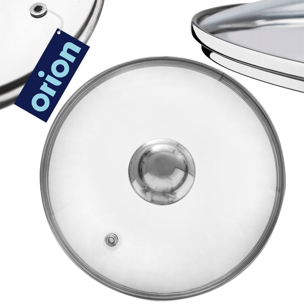 Glass lid with steel edge and steam valve, heat resistant