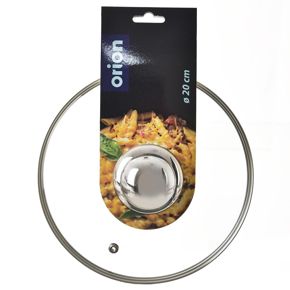 Glass lid with steel edge and steam valve, heat resistant