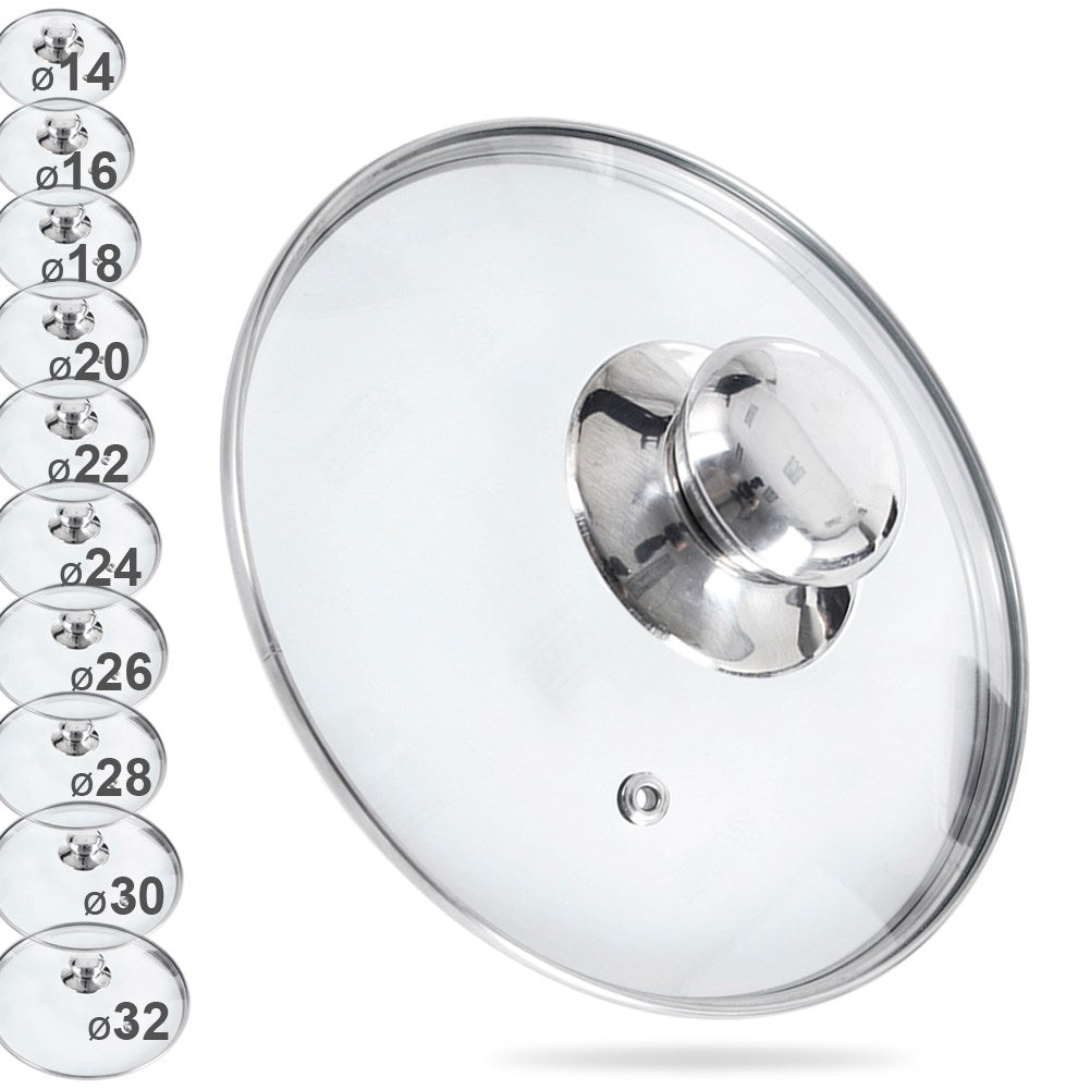 Glass lid with steel frame and steam valve