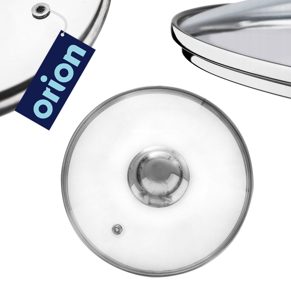 Glass lid with steel frame and steam valve