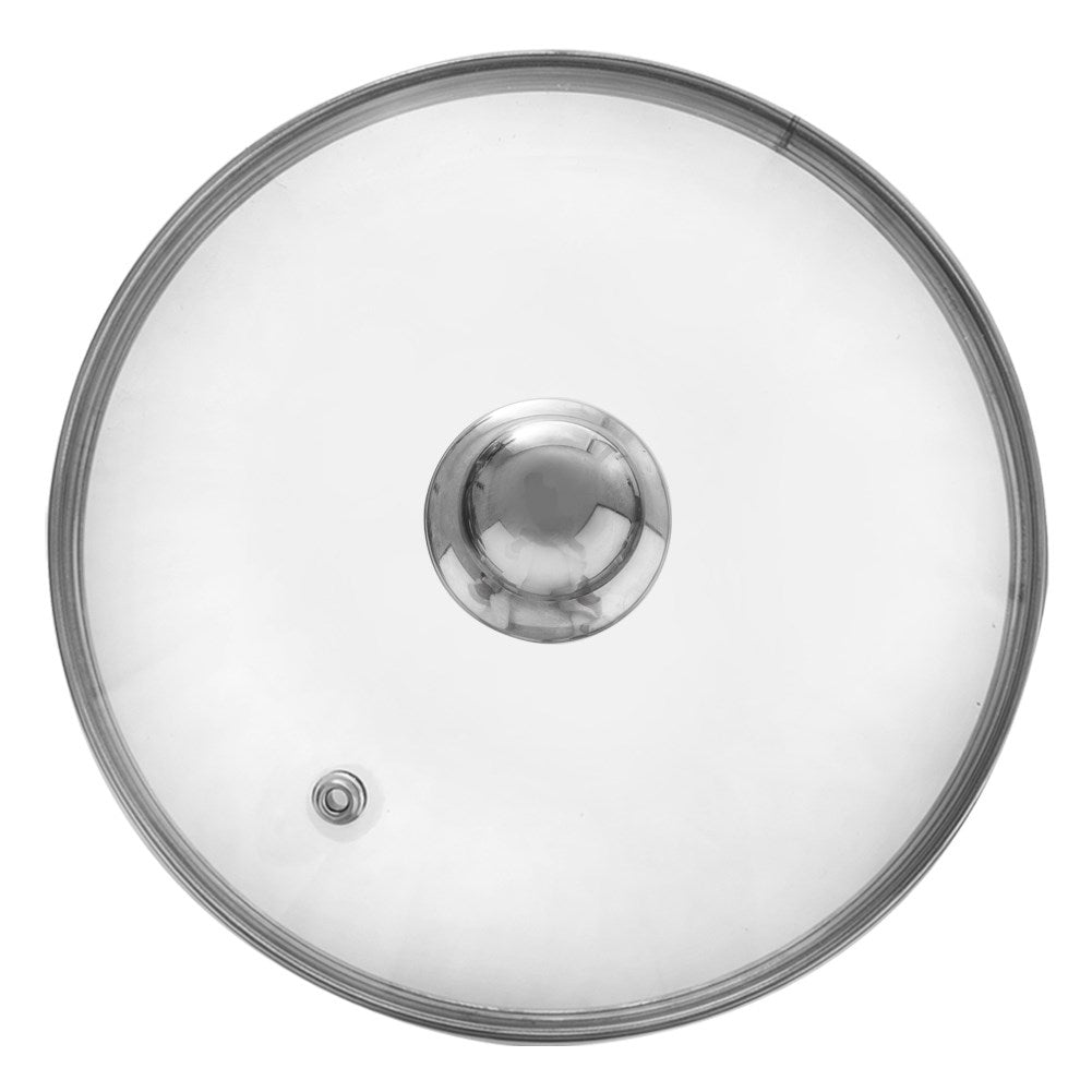 Glass lid with steel frame and steam valve