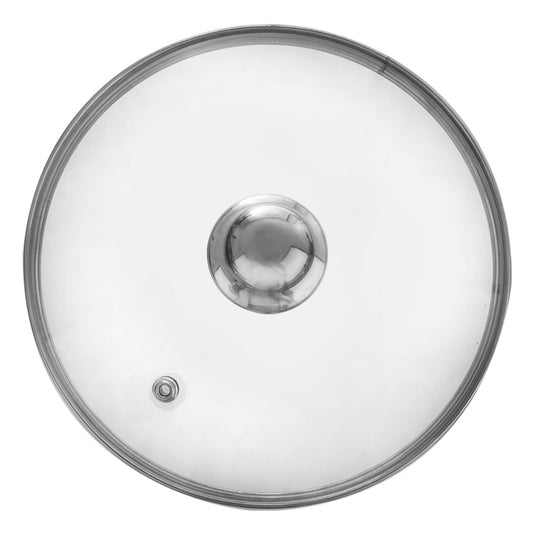 Glass lid with steel frame and steam valve