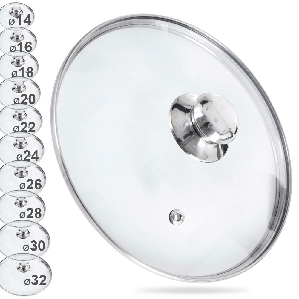 Glass lid with steel frame and steam valve