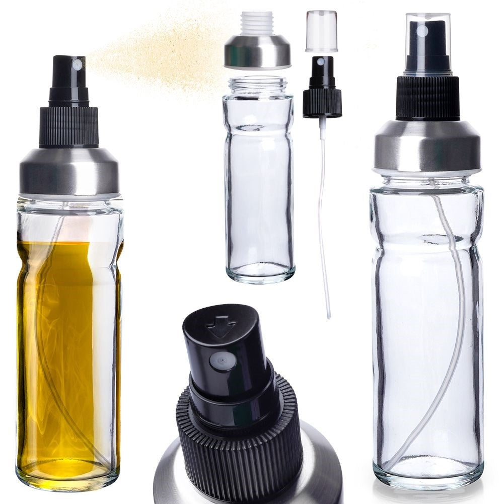 Glass oil mister for even oil distribution when cooking