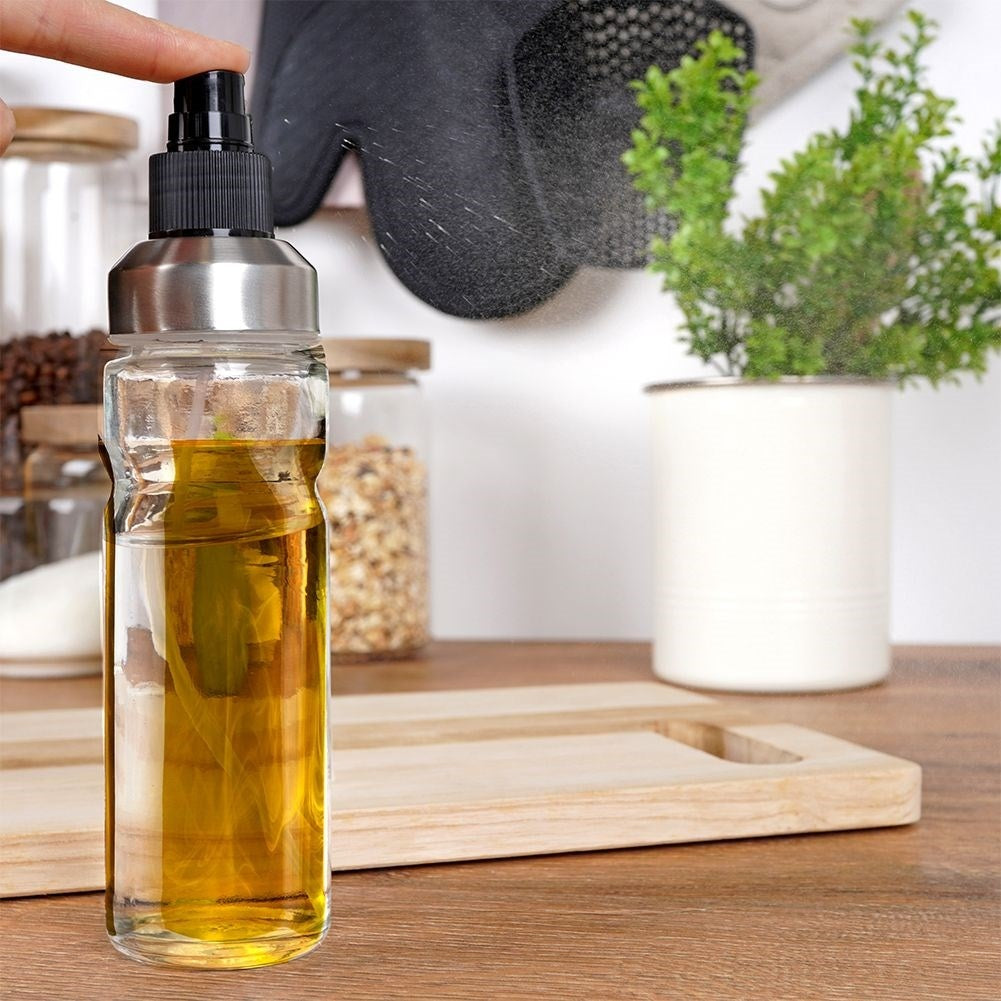 Glass oil mister for even oil distribution when cooking