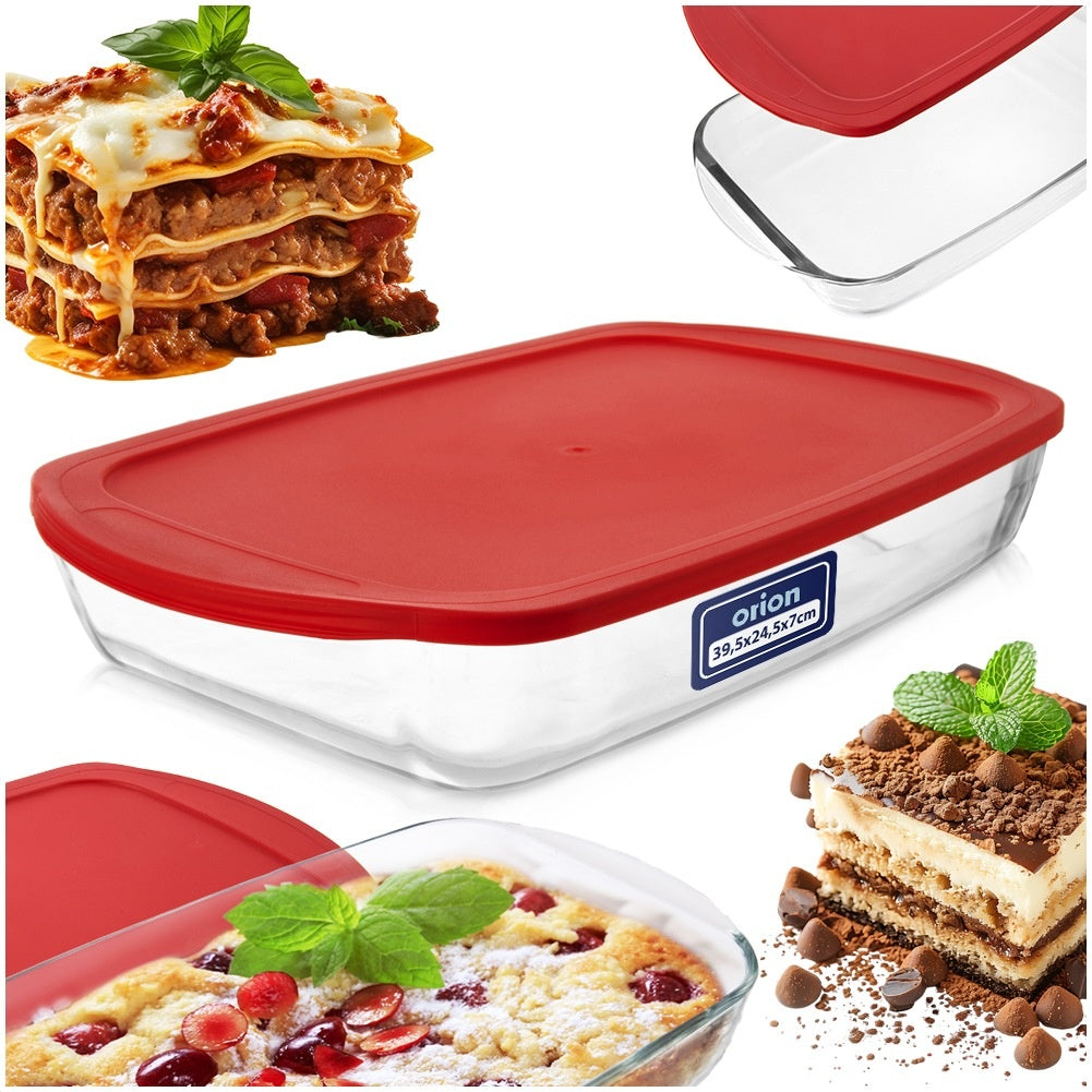 Glass ovenproof dish with lid 39x24x7 cm, 3.7 l