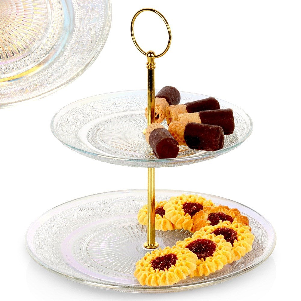 Glass platter, 2-tier, 24 cm