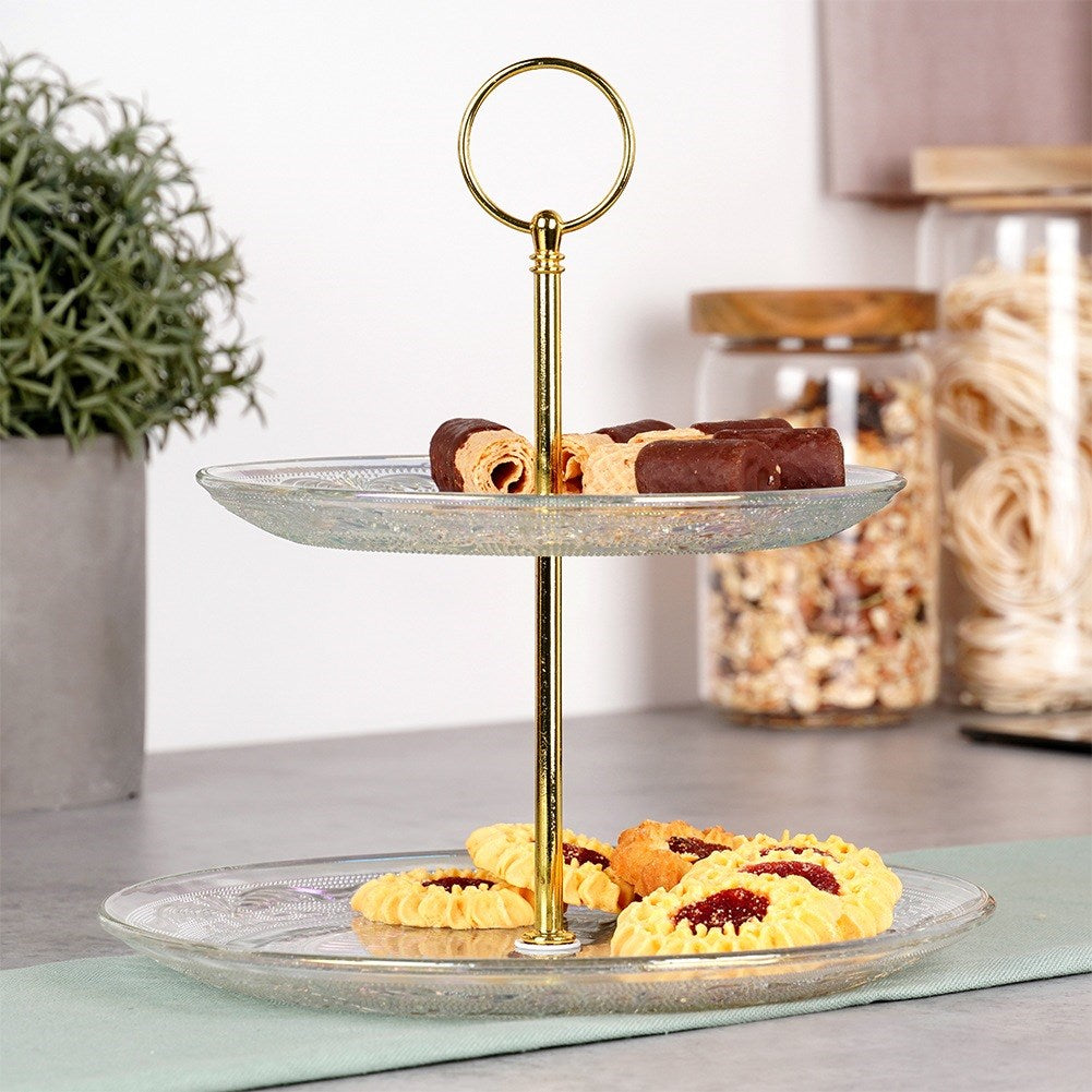 Glass platter, 2-tier, 24 cm