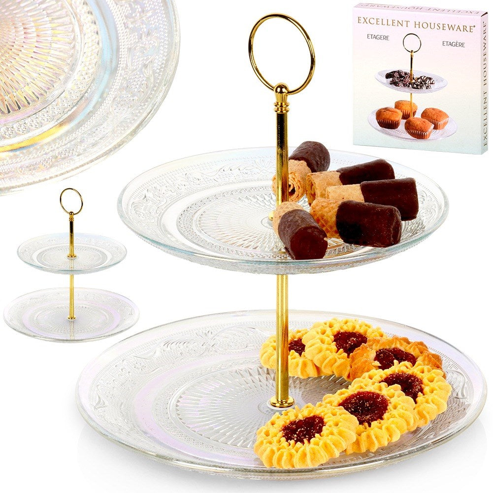 Glass platter, 2-tier, 24 cm