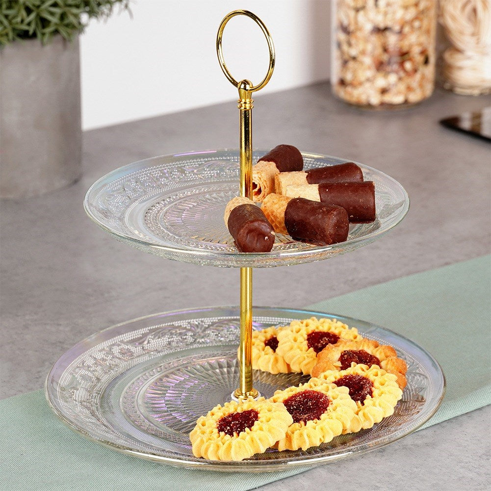 Glass platter, 2-tier, 24 cm