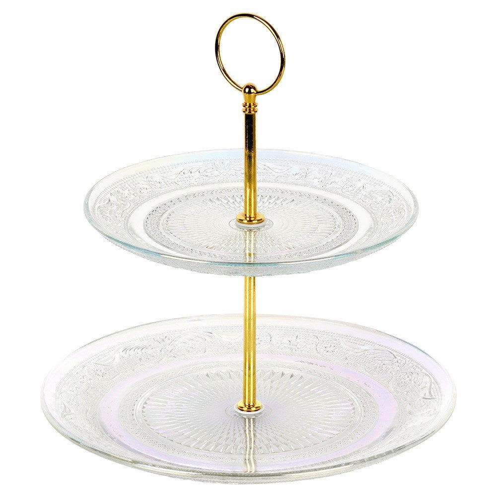 Glass platter, 2-tier, 24 cm