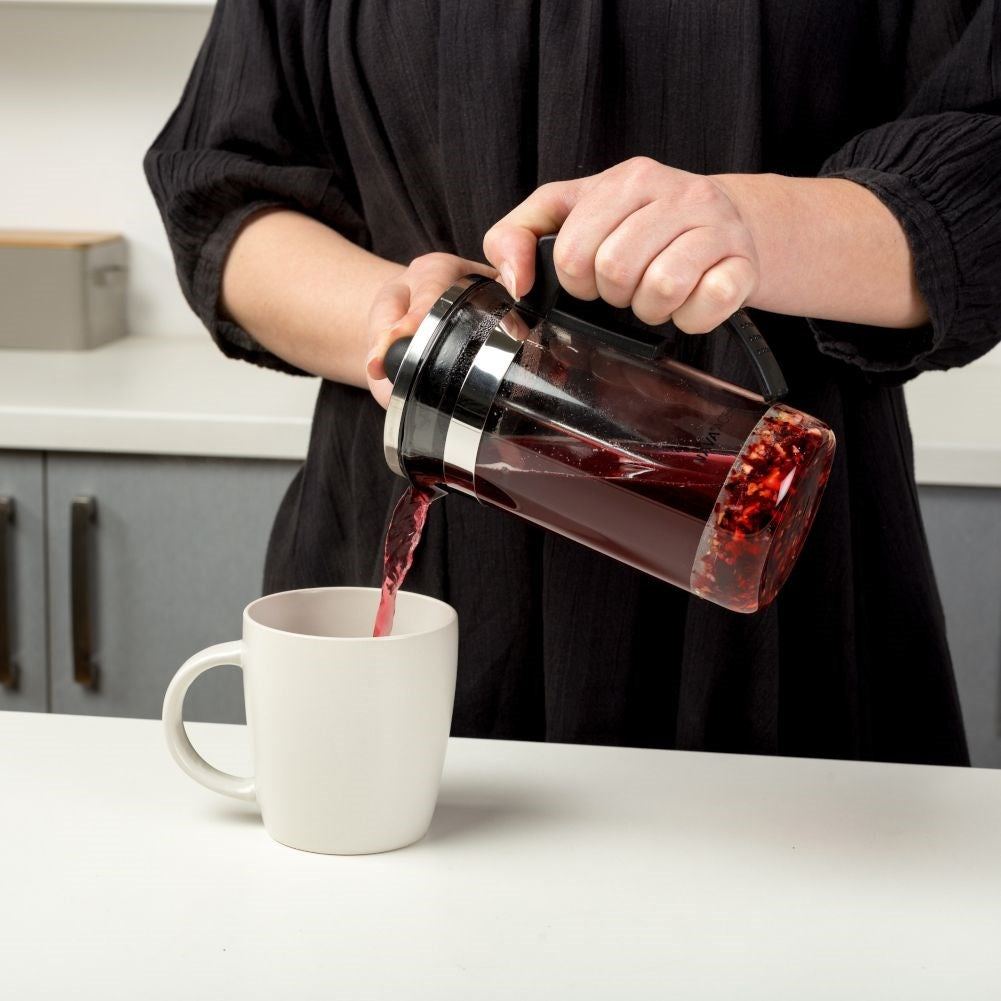 Glass press jug for coffee, tea and milk frothing