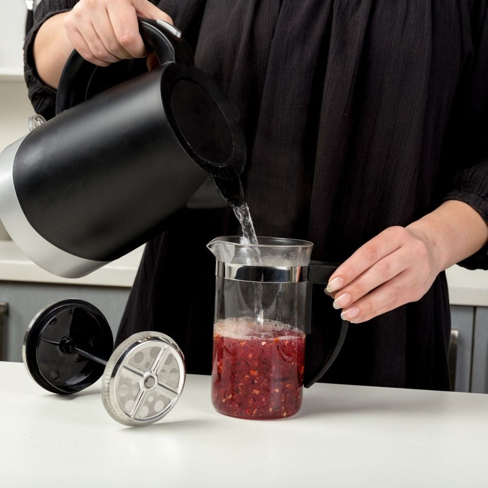 Glass press jug for coffee, tea and milk frothing