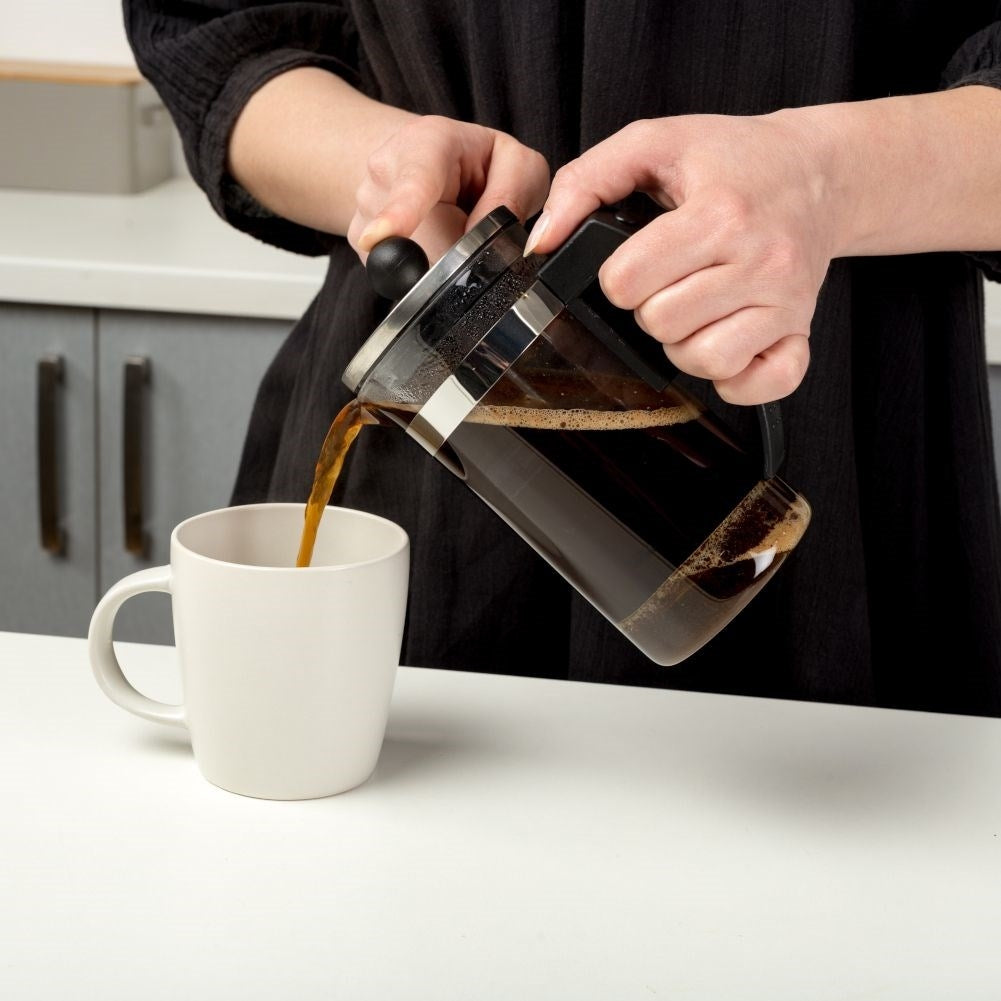 Glass press jug for coffee, tea and milk frothing