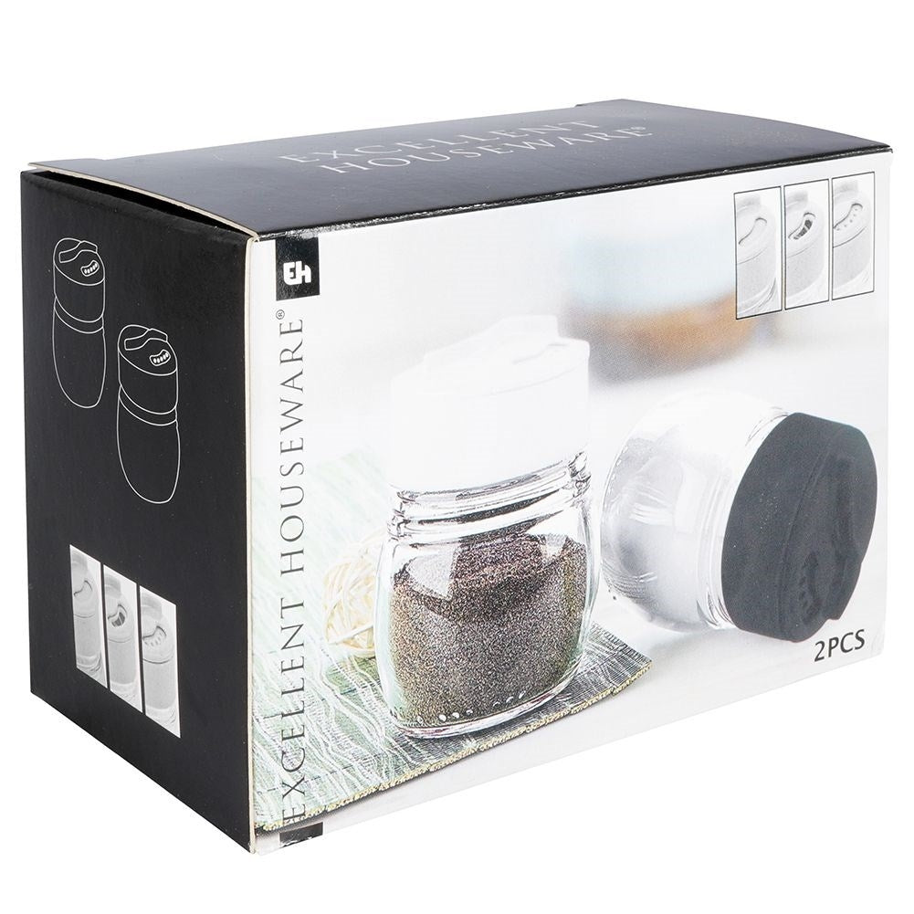 Glass salt and pepper shakers with adjustable openings
