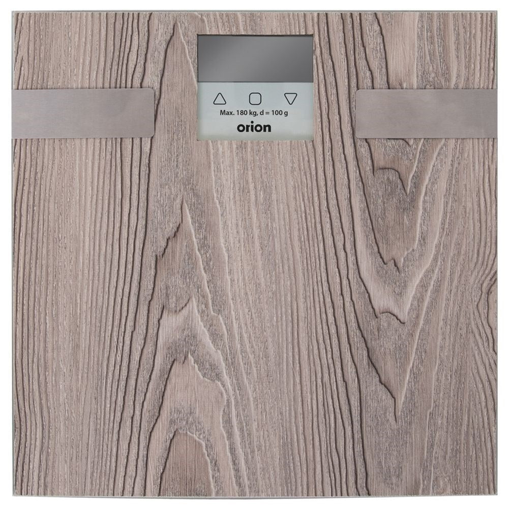 Glass scale with body fat, water, bone and muscle mass, BMI