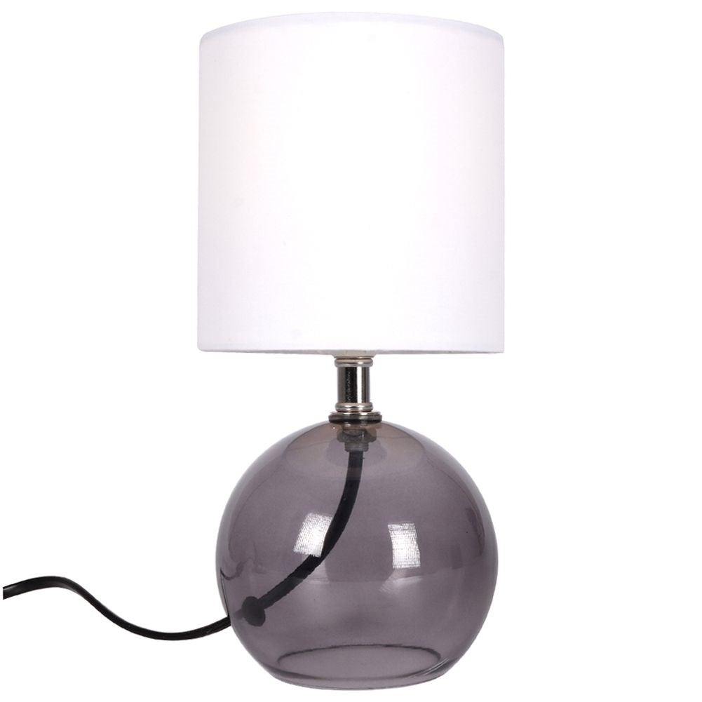 Glass table lamp with white shade for home and office